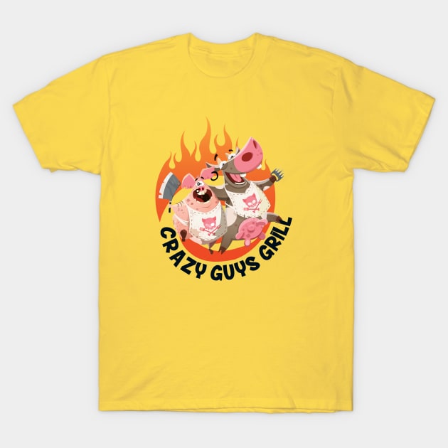 Crazy Guys Grill T-Shirt by Celestial Rex